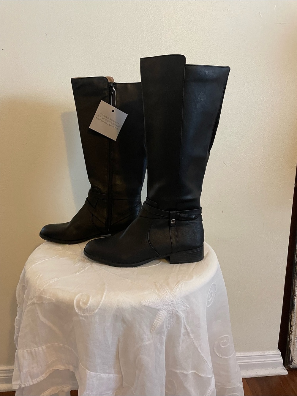 Life Stride Black Wide Calf Boots with Wrap Strap